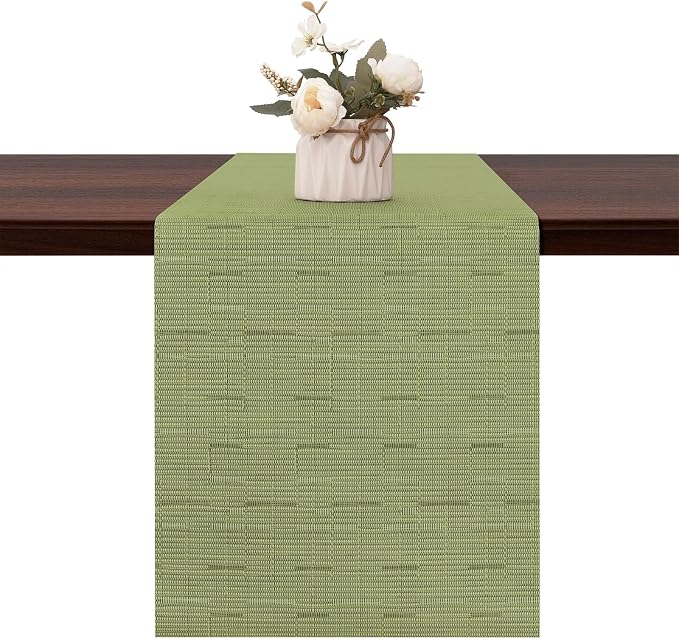Table Runner 55 Inches Long, Vinyl Woven Heatproof Table Runners | Washable by Banchif