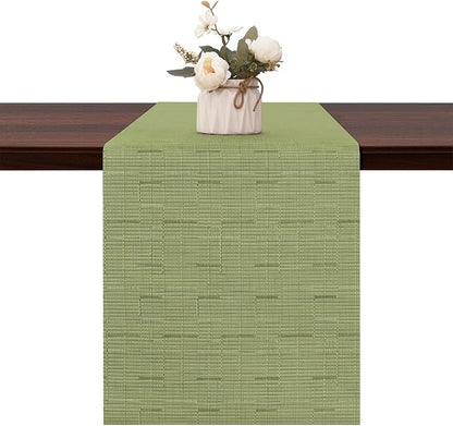 Table Runner 55 Inches Long, Vinyl Woven Heatproof Table Runners | Washable by Banchif