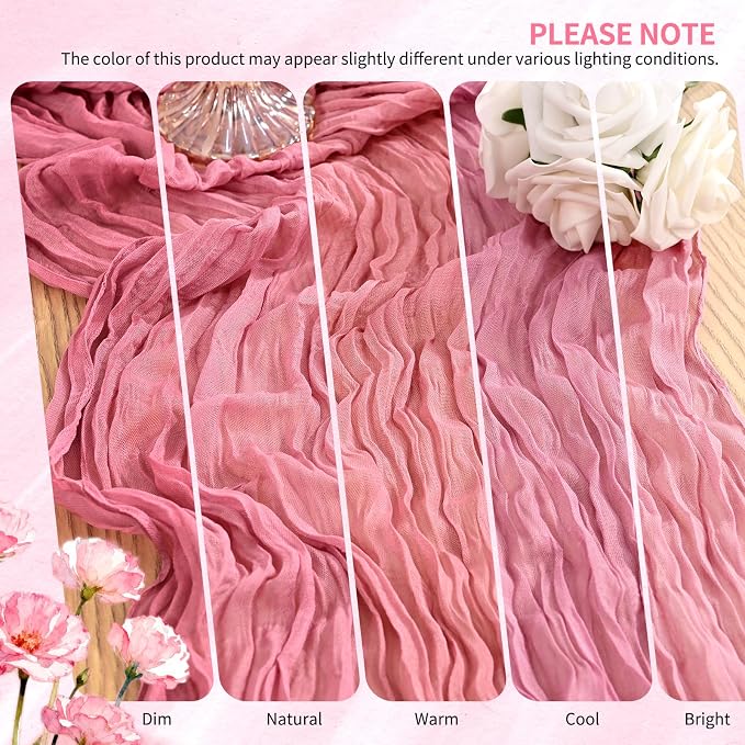 18 Pack Cheesecloth Table Runner 10FT Dusty Rose Table Runner Boho Gauze Cheese - Image 7