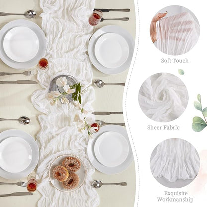 AGIRL White Cheesecloth Table Runner 10FT Fall Boho Wedding Home Decor | - Image 6