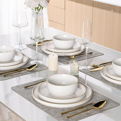 AmorArc Stoneware Dinnerware Sets for 8,Reactive Ceramic Plates and Bowls Set,Highly Chip and Crack Resistant | Dishwasher & Microwave Safe | Round Dishes Set Service for 8 (24pc)