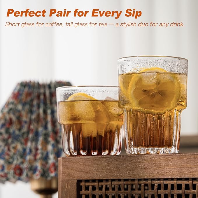 11oz Drinking Glasses Set of 4, Juice Glasses Stackable Tall Glass Mugs - Image 4