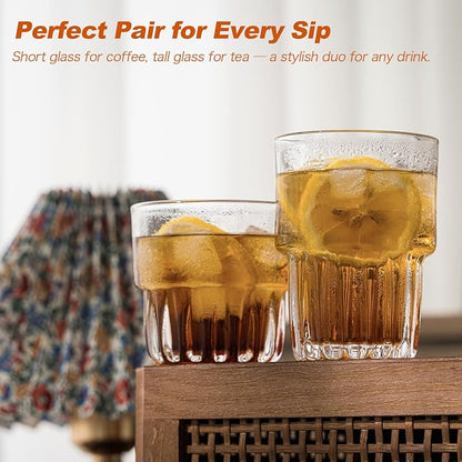 11oz Drinking Glasses Set of 4, Juice Glasses Stackable Tall Glass Mugs - Image 4