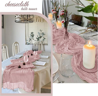 6 Pack Dusty Pink Cheesecloth Table Runner 20 x 120 Inch Gauze Table Runner - Image 4