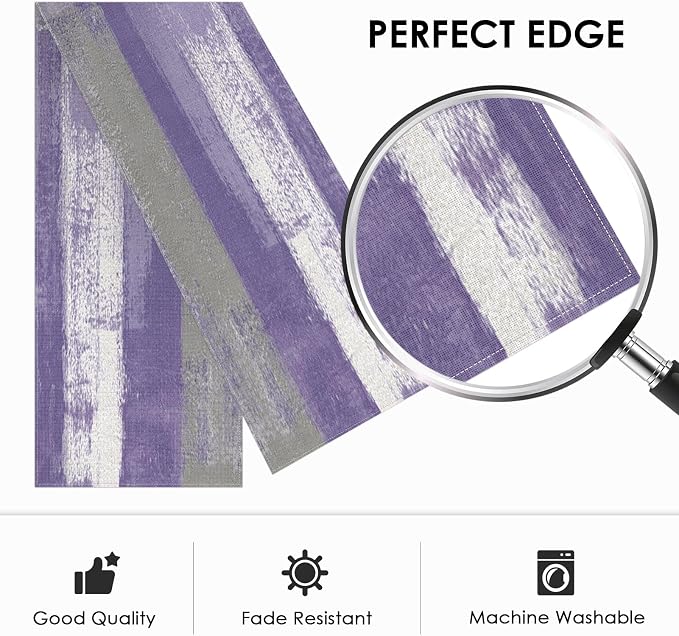 Emvency Table Runner, 13x72 Inch, Abstract Vintage Art | Purple Grey Dining - Image 2