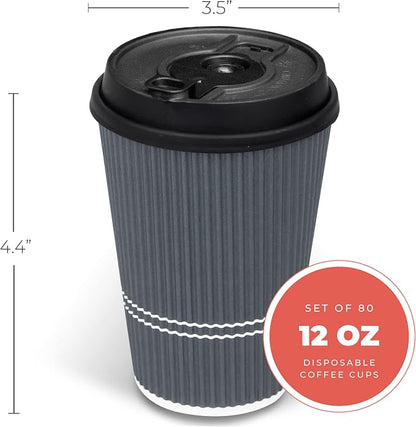 Disposable Coffee Cups With Lids - 12 oz To Go Coffee Cup With Lid. Durable - Image 2