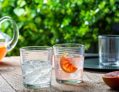 Le'raze Set of 16 Heavy Base Ribbed Durable Drinking Glasses Includes 8 Cooler - Image 5