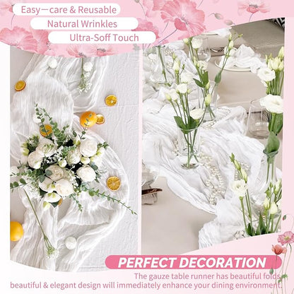 Showgeous 18 Pack White Cheesecloth Table Runner, 17 x 108 Inches | Boho - Image 6