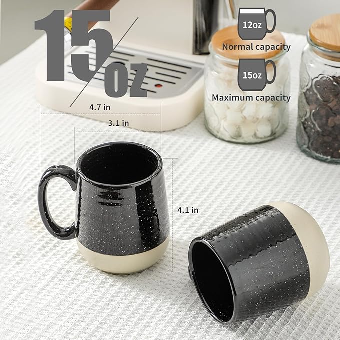 HASENSE Ceramic Coffee Mugs Set, 15 oz Large Coffee Cups Set of 4, Tea Cups - Image 6