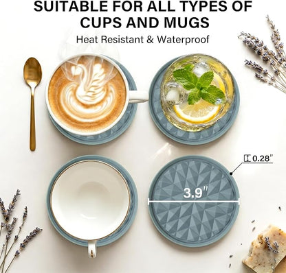 Silicone Drink Coasters Set of 6, Desk Cup Coaster | Prevents - Image 3