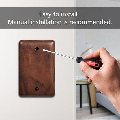 Gloss Finish Blank Wall Plate Solid Wood 1-Gang Cover Plate in Premium North American Walnut