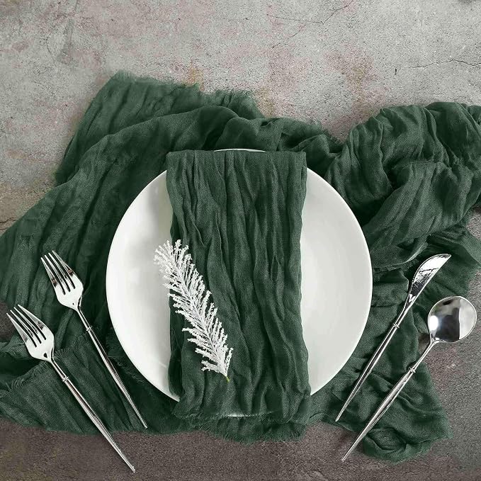 Efavormart 5 Pack 24"x19" Moss Green Matte Gauze Cheesecloth Napkins, Forest by efavormart