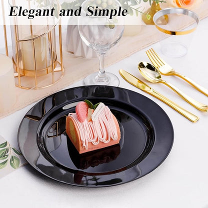 Bestluck 100PCS Black Plastic Dinner Plates 10 Inch - Image 4