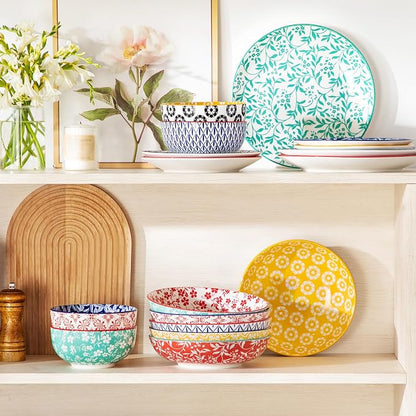 vancasso 8.5" Pasta Bowls Set of 6, 40 oz Porcelain Shallow Salad Bowls - Image 8