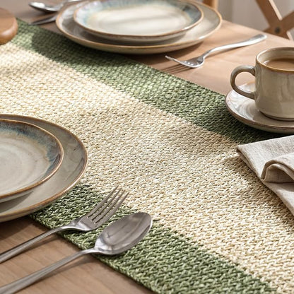 Artoid Mode Dark Green Farmhouse Rustic Paper Braided Table Runner, Seasonal - Image 3