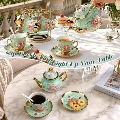 20 Pcs Porcelain Tea Set, European Ceramic Adult Tea Service Set - Image 6