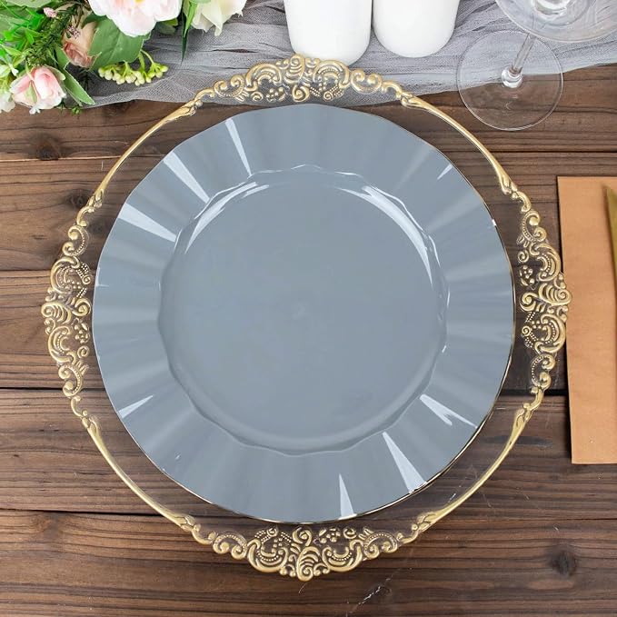 Efavormart 11" Dinner Plates – Set of 10 Plastic Dusty Blue Round Disposable - Image 8