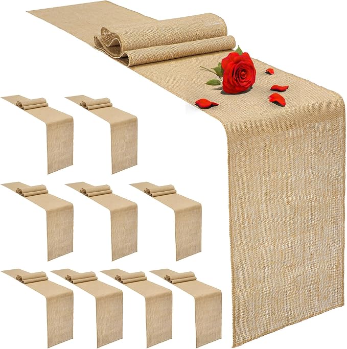 10 Pack Burlap Table Runners 12 x 71 Inch Rustic Linen Table Runner Natural by Unknown