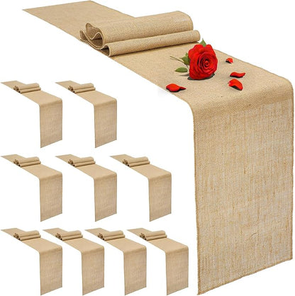 10 Pack Burlap Table Runners 12 x 71 Inch Rustic Linen Table Runner Natural by Unknown