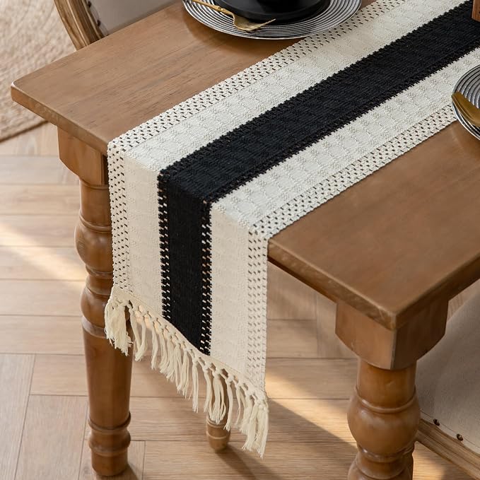 EMMTEEY Boho Table Runner with Tassels 36 Inches Long, Scratch & Heat Resistant - Image 4