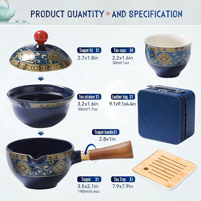 Chinese Tea Set, Chinese Gongfu Tea Set, Portable Teapot Set - Image 4