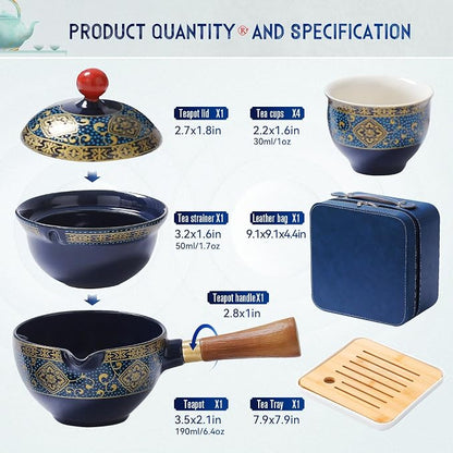 Chinese Tea Set, Chinese Gongfu Tea Set, Portable Teapot Set - Image 4