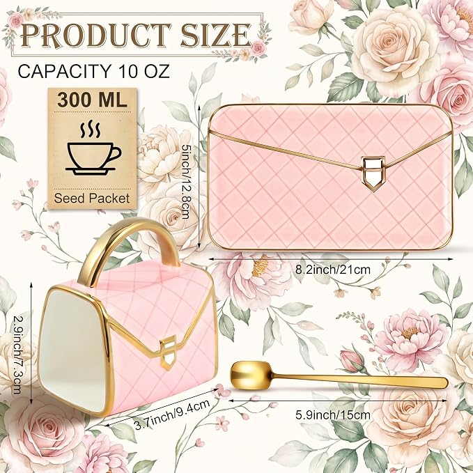 Zubebe 1 Set Coffee Mug Elegant Handbag Shaped Cup Modern Ceramic Purse Mug - Image 2