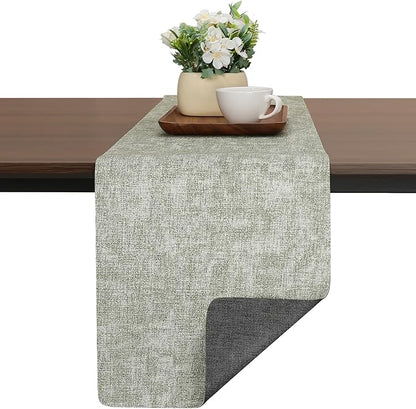 Table Runners 72 Inch Long, Dual-Sided Faux Leather Table Runner | Waterproof by Chitomars