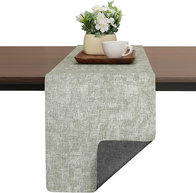 Table Runners 94 Inch Long, Dual-Sided Faux Leather Table Runner | Waterproof by Chitomars