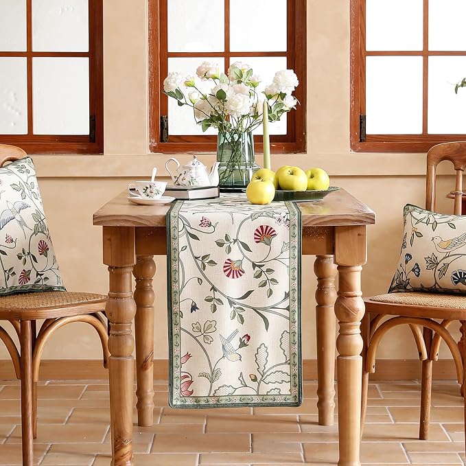 bilin gaier Designer French Linen Table Runner, Floral Pattern, Dining Table - Image 2