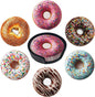 Donuts Coasters for Drinks with Holder Round Leather Coasters Set of 6 Cups Mugs Mat Pad for Home Kitchen Bar