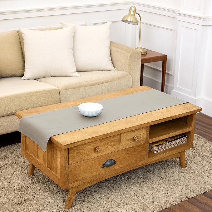 Solino Home 100% Pure Linen Table Runner Natural Woven, Fete 14 x 60 in | Table by SolinoHome