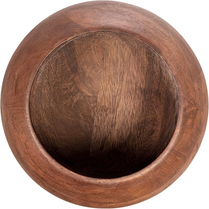 Bloomingville Modern Round Wood Bowl, Walnut Finish - Image 3
