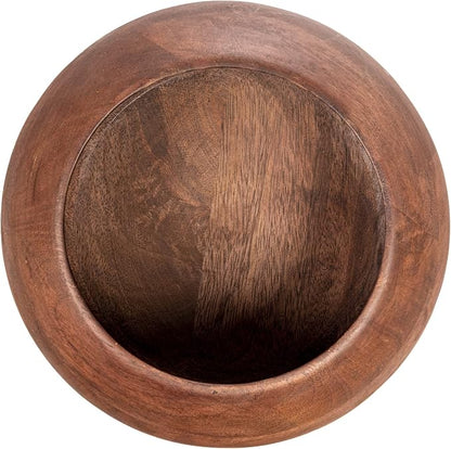Bloomingville Modern Round Wood Bowl, Walnut Finish - Image 3