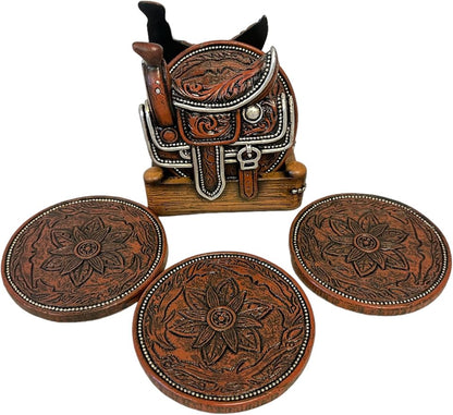 The Bridge Collection Western Saddle Coaster Set by TheBridgeCollection