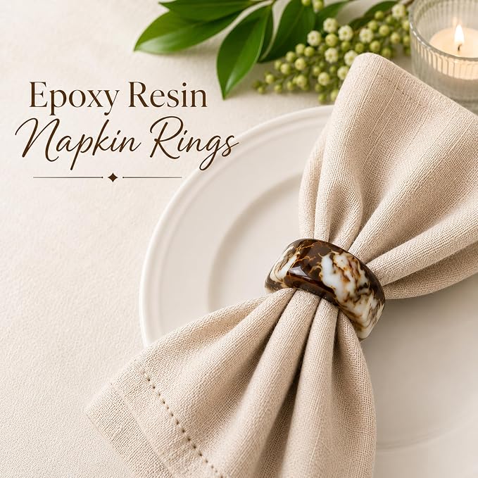Blush Gold Epoxy Napkin Rings, blush & gold finish, farmhouse & wedding table - Image 2