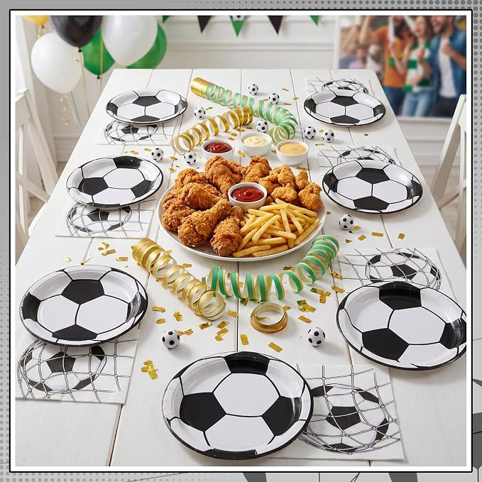 NatNarr 50 Pcs Soccer Plates and Napkins, Disposable Soccer Party Decorations - Image 5