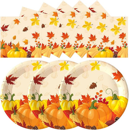 50PCS Fall Paper Plates and Napkins, 7inch Thanksgiving Party Decorations | by Unknown