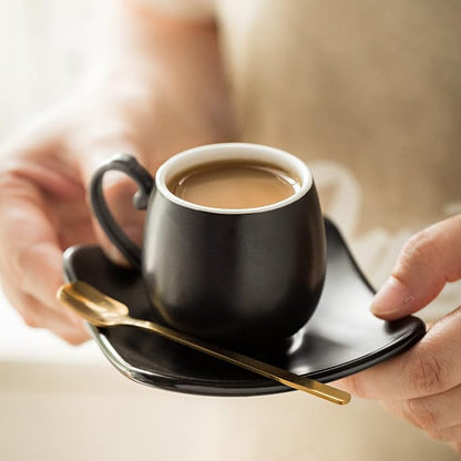 LYEOBOH Espresso Cups with Saucers Set, 3 Ounces Porcelain Coffee Cups with - Image 9