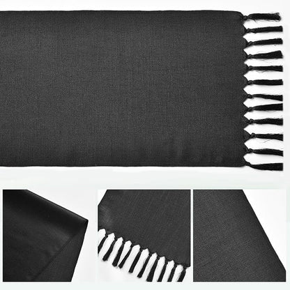 Artoid Mode Black Tassel Table Runner, Halloween Linen Blend Rustic Farmhouse - Image 5