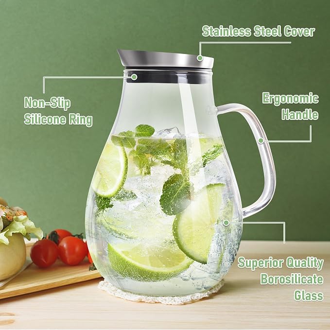 SUSTEAS 2 Liter 68oz Glass Pitcher - Image 4