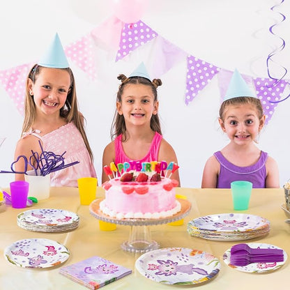 96Pcs Purple Axolotl Cute Cartoon Animals Party Plates Supplies Tableware - Image 6