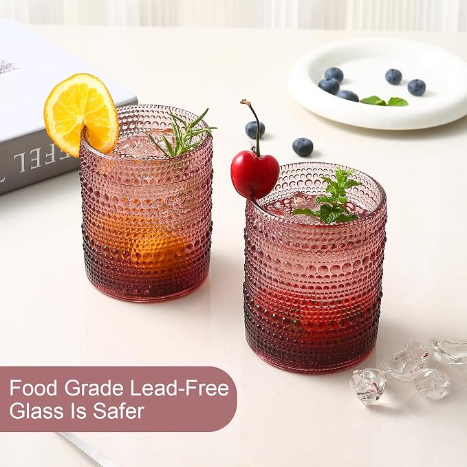 ZMOWIPDL Drinking Glasses Set of 6, 12oz Purple Hobnail Glass Cups | Vintage - Image 4