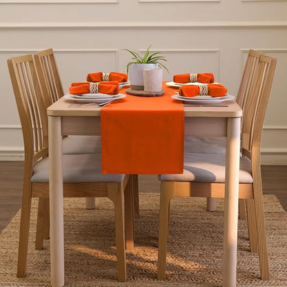 Encasa XO Table Runner, Cotton Canvas Dining Runner 13"x72" | Orange, 180 GSM - Image 4