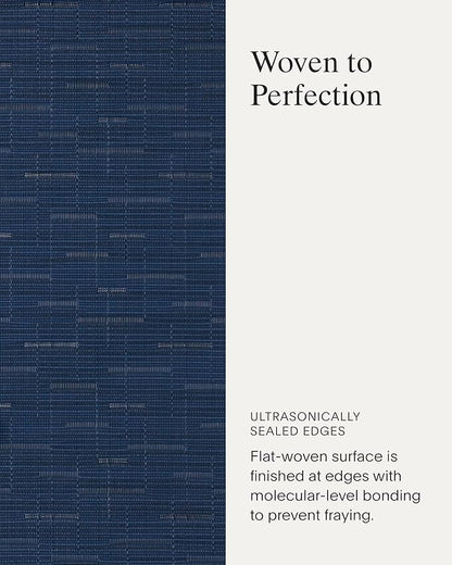 Chilewich Bamboo Placemats Set of 4 - Round Woven Placemats - Reusable, Stain-Resistant, Indoor/Outdoor Tabletop Protection - 15" - Lapis