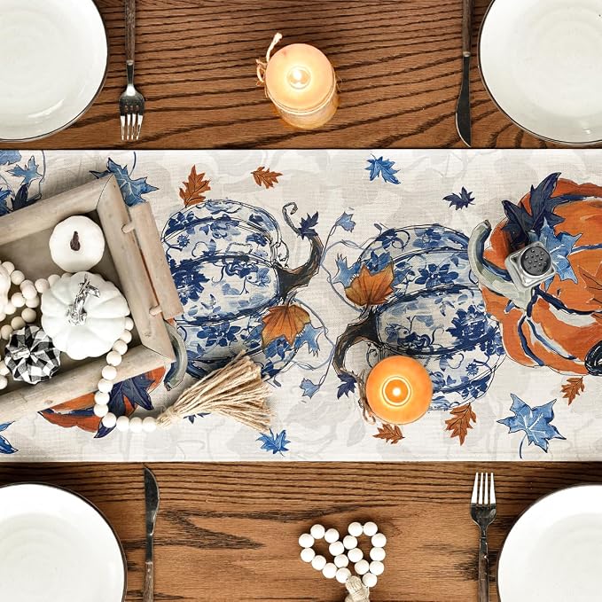 Artoid Mode 210 GSM Fall Table Runner 13x36 Inch Home Party Decor | Pumpkins - Image 7