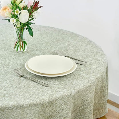 maxmill Flaxy Faux Linen Tablecloth with 2-Tone Slubby Texture Wrinkle Resistant Anti-Shrink Soft Table Cloth for Kitchen Dining Restaurant Tabletop for Event Holiday Dinner Round 70 Inch Sage
