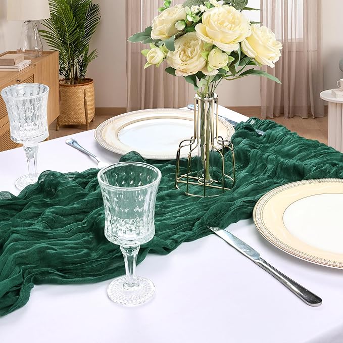 12 Pack 10Ft Emerald Green Cheesecloth Table Runner 23 x 120 Inch | Gauze - Image 6