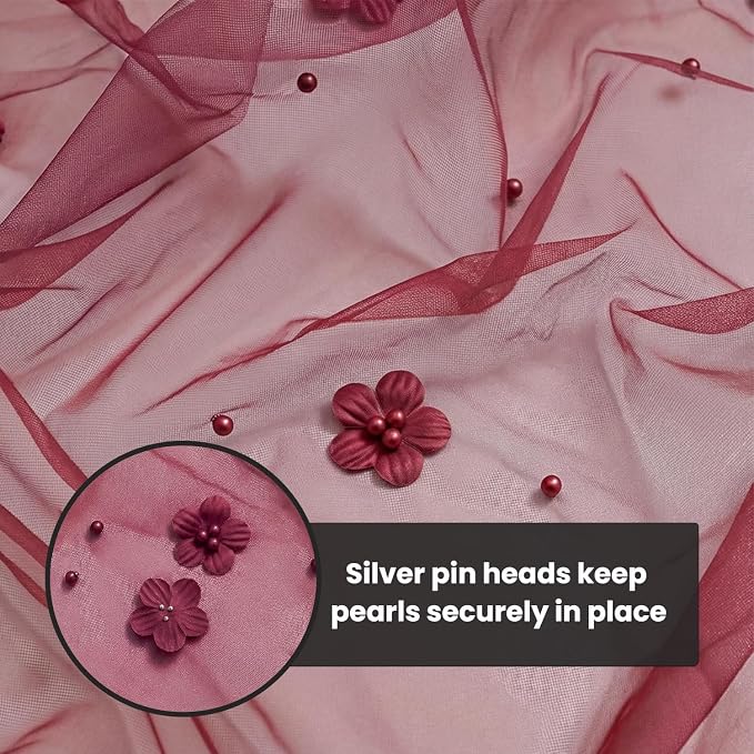 Artoid Mode Burgundy Flower Pearl Burgundy Gauze Table Runner 10FT, Seasonal - Image 8