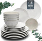 12 Piece Stoneware Dinnerware Set by PURELIVING
